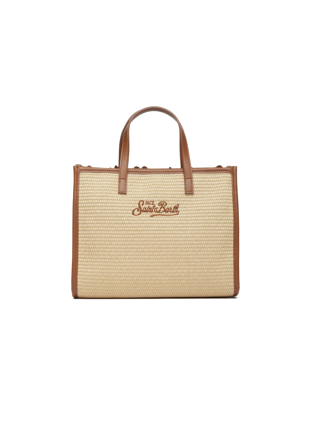Borsa di paglia MC2 Saint Barth Vivian Mid | Beige con fiori