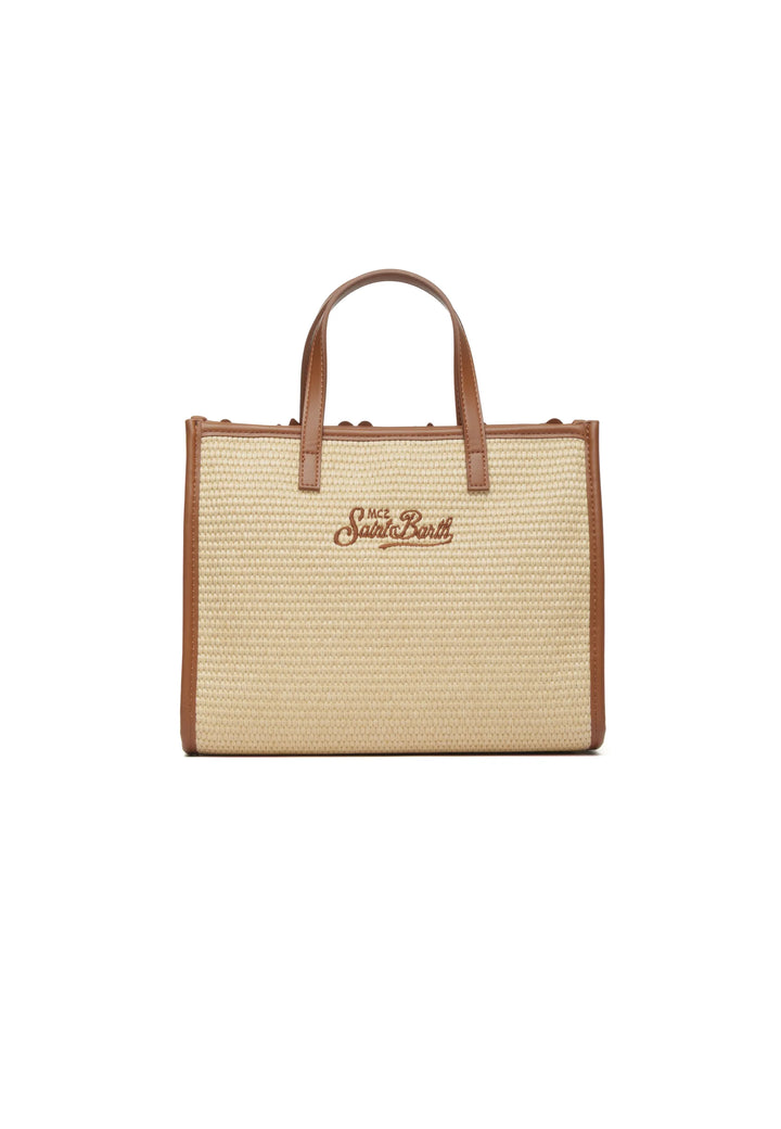 Borsa di paglia MC2 Saint Barth Vivian Mid | Beige con fiori