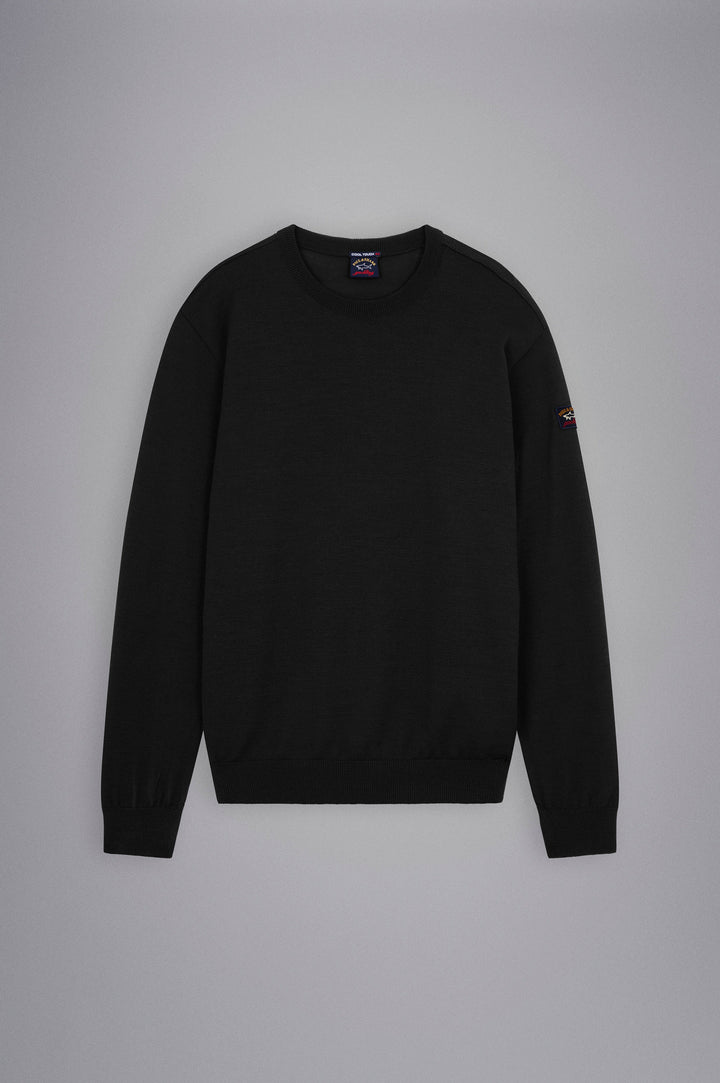 Paul & Shark Πουλόβερ με Σήμα από Μαλλί Merino | Μαύρο