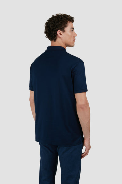 Paul & Shark Double Piqué Cotton Polo Shirt with Shark Badge | Navy