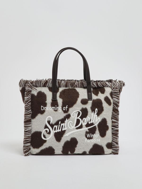 MC2 Saint Barth Borsa Colette Feltro Stampa Mucca - Stampa Mucca - Vista frontale