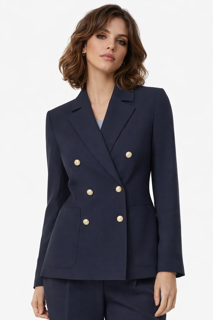 PennyBlack Double Breasted Gargano Twill Jacket | Navy