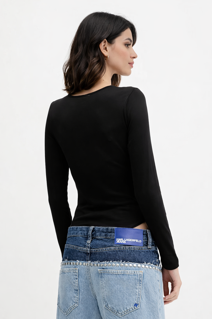 Karl Lagerfeld Bodysuit Crew Neck | Black