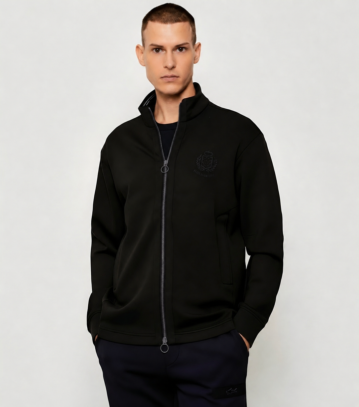 Paul &amp; Shark Heraldic Embroidery Supima Fleece Cardigan | Black