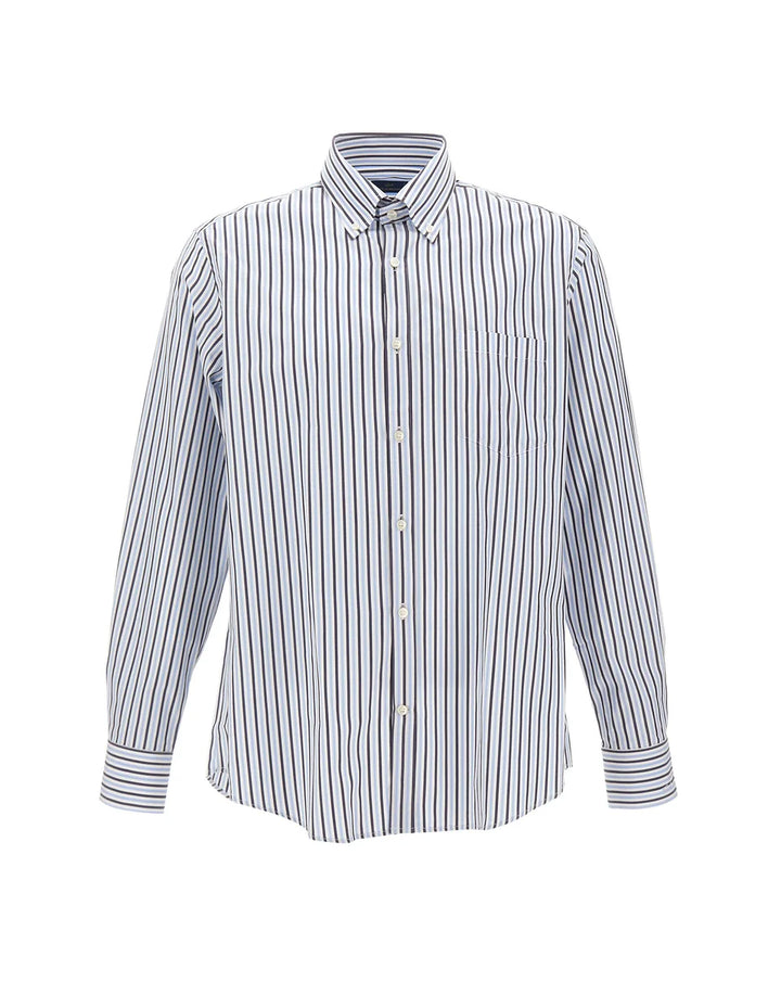 Paul &amp; Shark Cotton Poplin Stripe Button Down Shirt | Blue/White/Navy