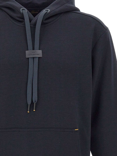 Paul & Shark Leather Badge Tech Fleece Hoodie | Navy