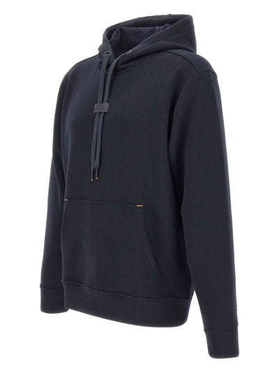 Paul & Shark Leather Badge Tech Fleece Hoodie | Navy