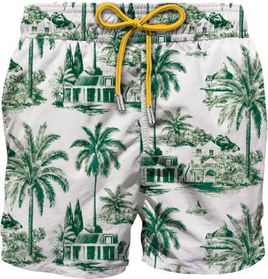 MC2 Saint Barth Lightweight Fabric Swim Shorts Lighting | White/Green