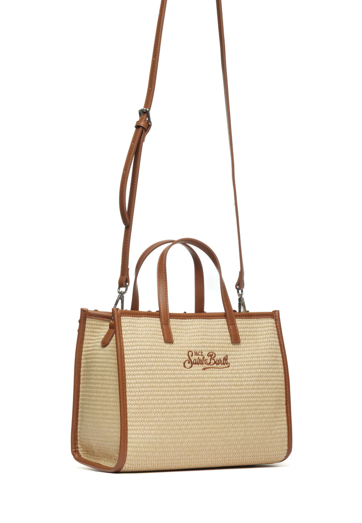 Borsa di paglia MC2 Saint Barth Vivian Mid | Beige con fiori