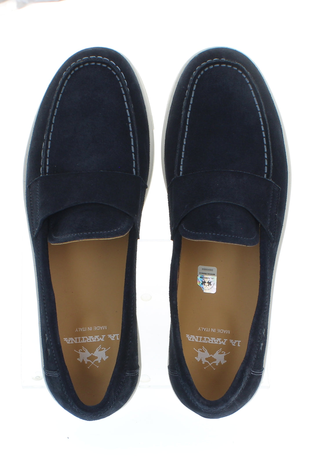 Ανδρικά σουέτ μοκασίνια La Martina με λογότυπο | Μπλε ναυτικό