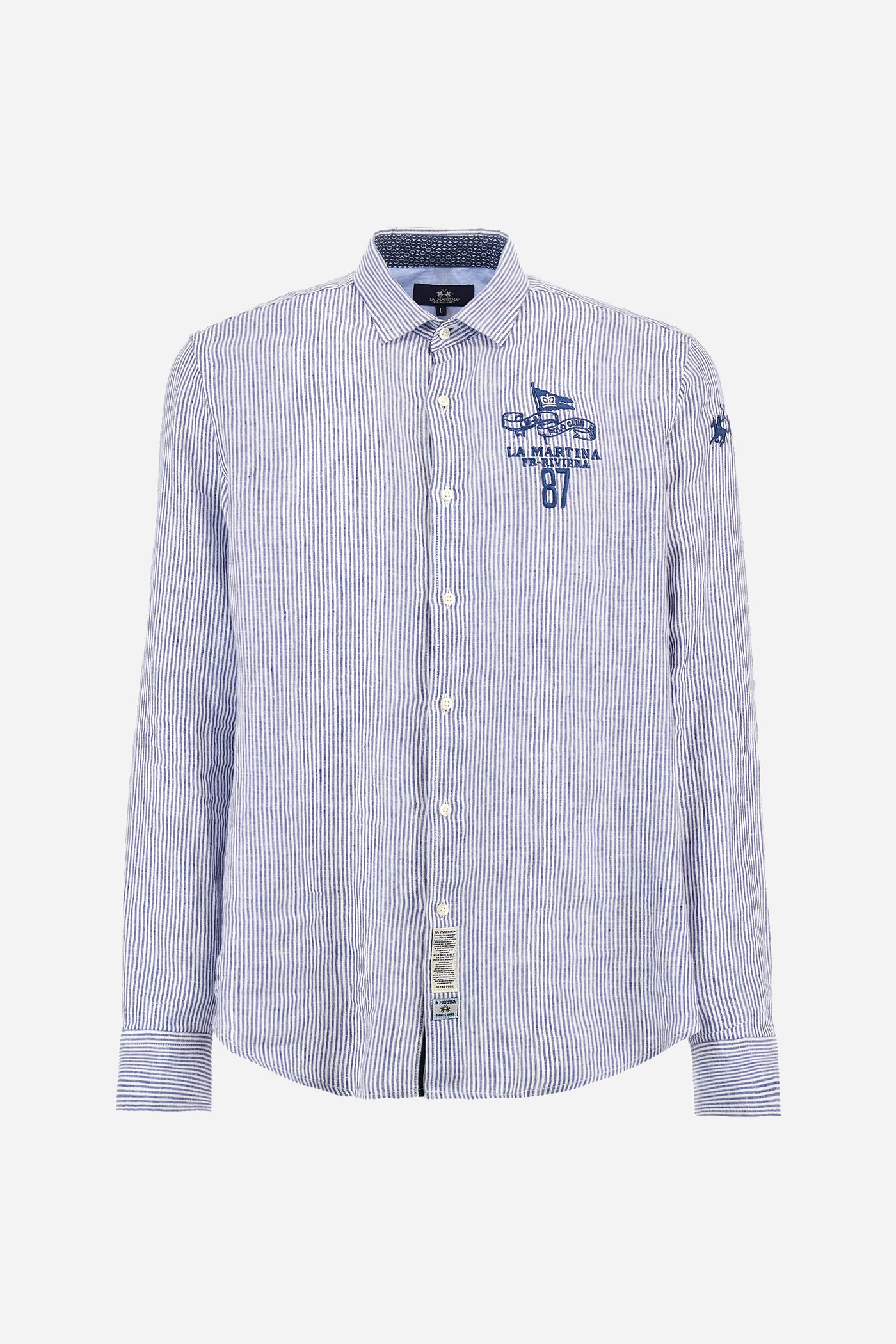 La Martina Regular Fit Linen Canvas Shirt – Andres | Navy/White