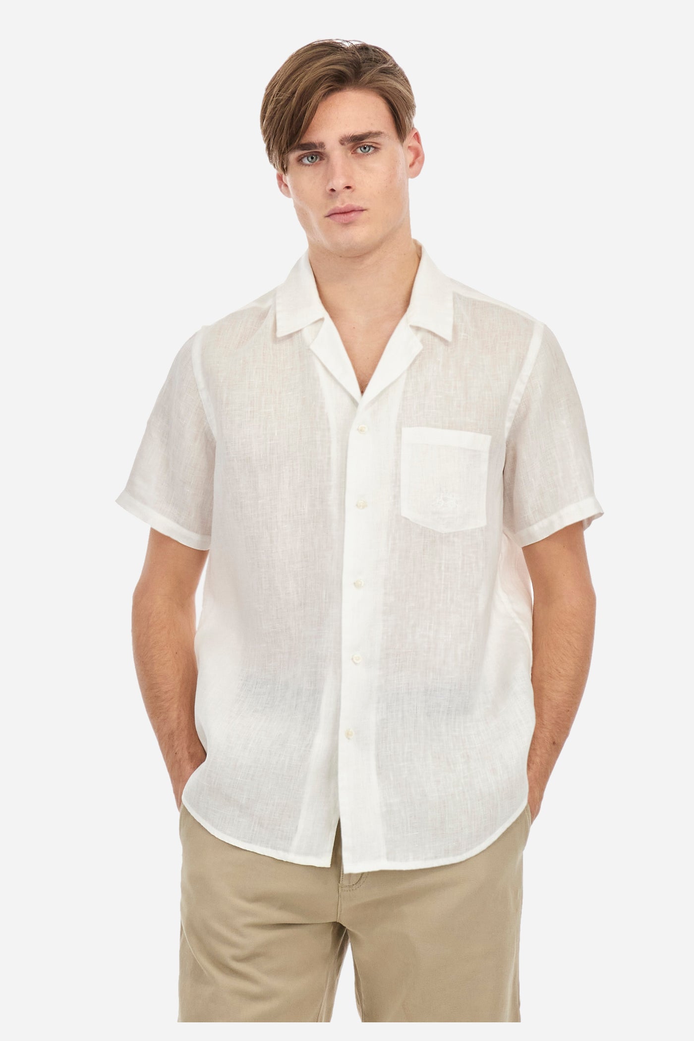 La Martina Regular Fit Linen Canvas Shirt – Varoun | White