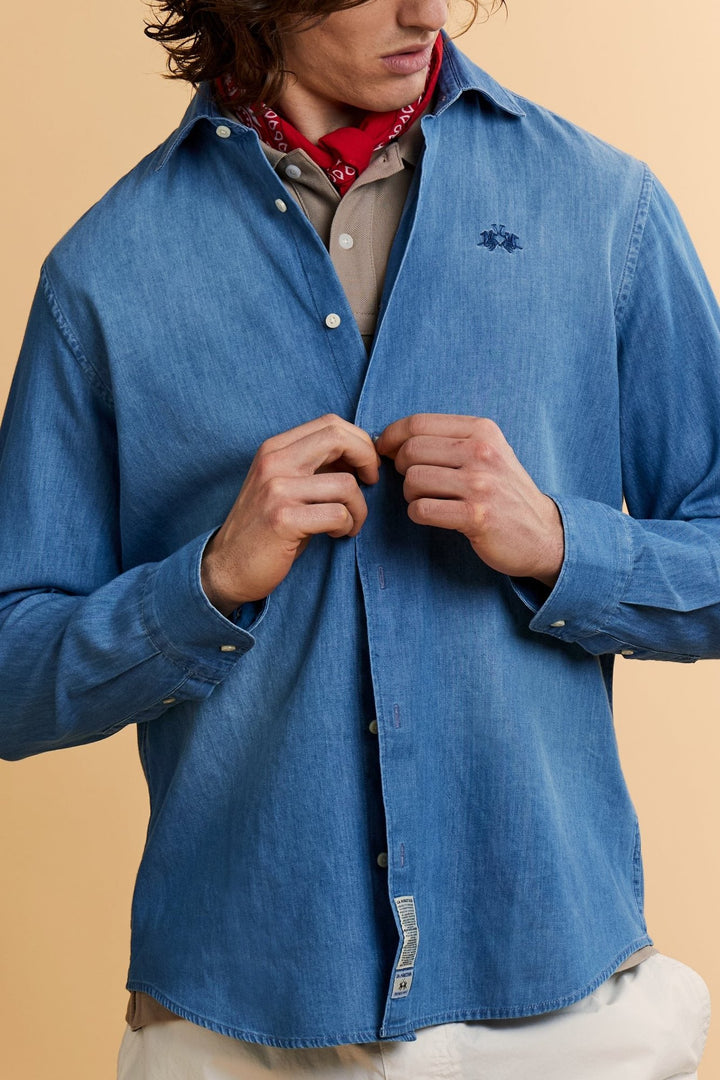 La Martina MAC028-DM111 in medium indigo denim, detail view
