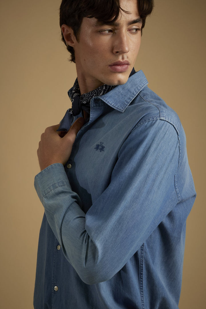La Martina MAC028-DM111 in medium indigo denim, detail view