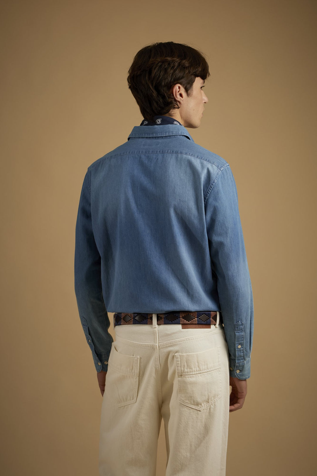 La Martina MAC028-DM111 in medium indigo denim, model back view