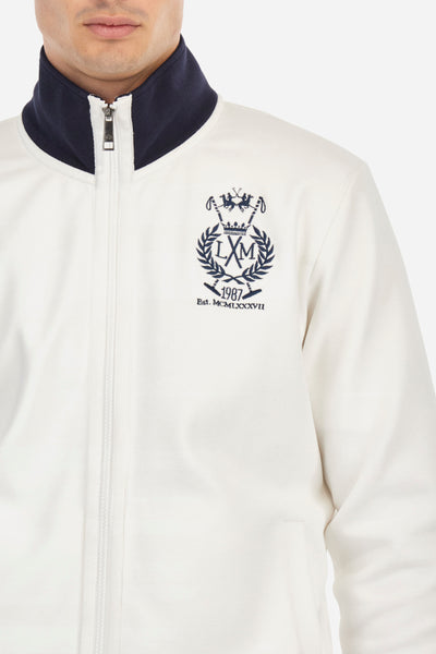La Martina Regular Fit Cotton Blend Piqué Sweatshirt – Athos | White