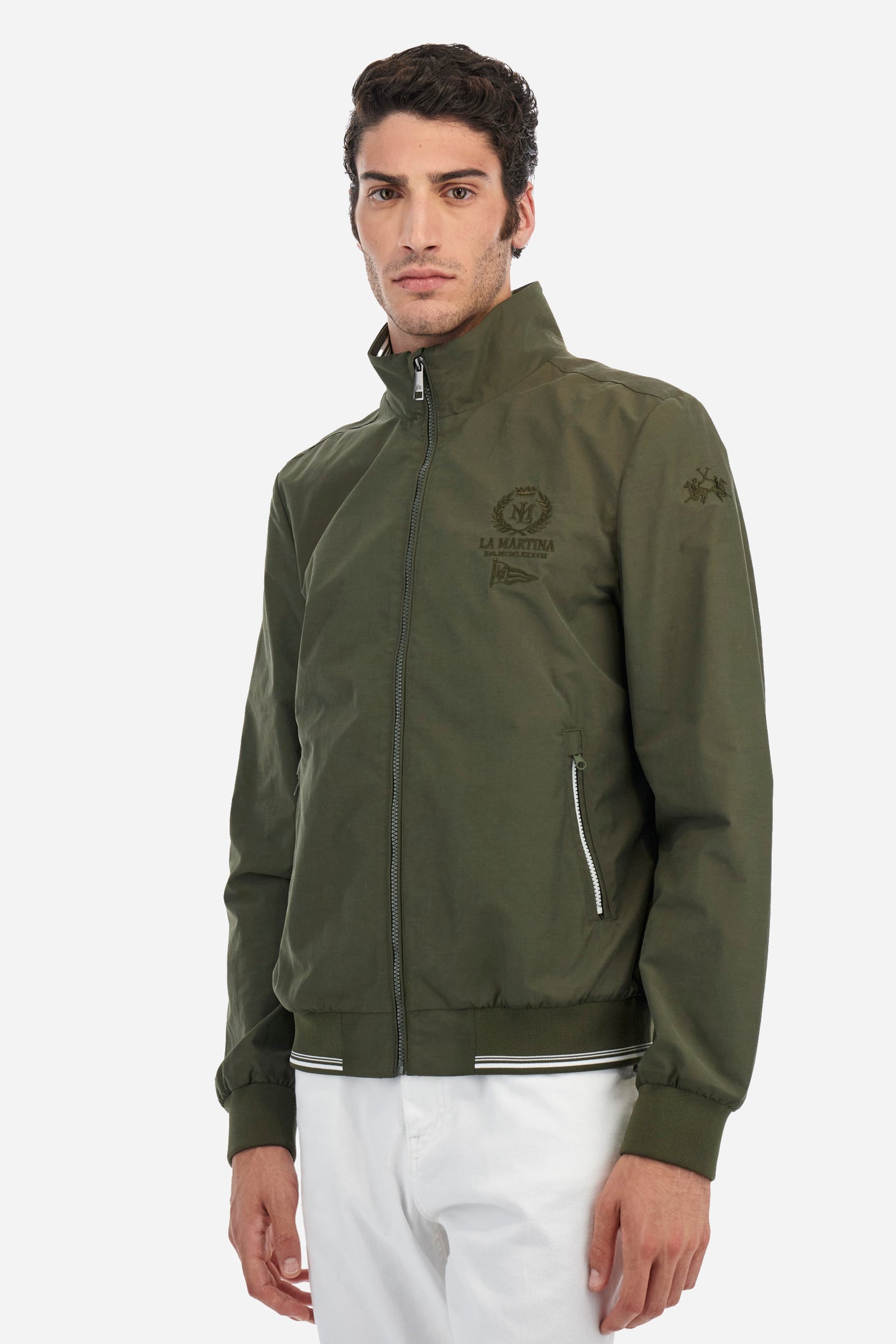 La Martina Regular-fit jacket in mixed cotton - Abraham | Olive