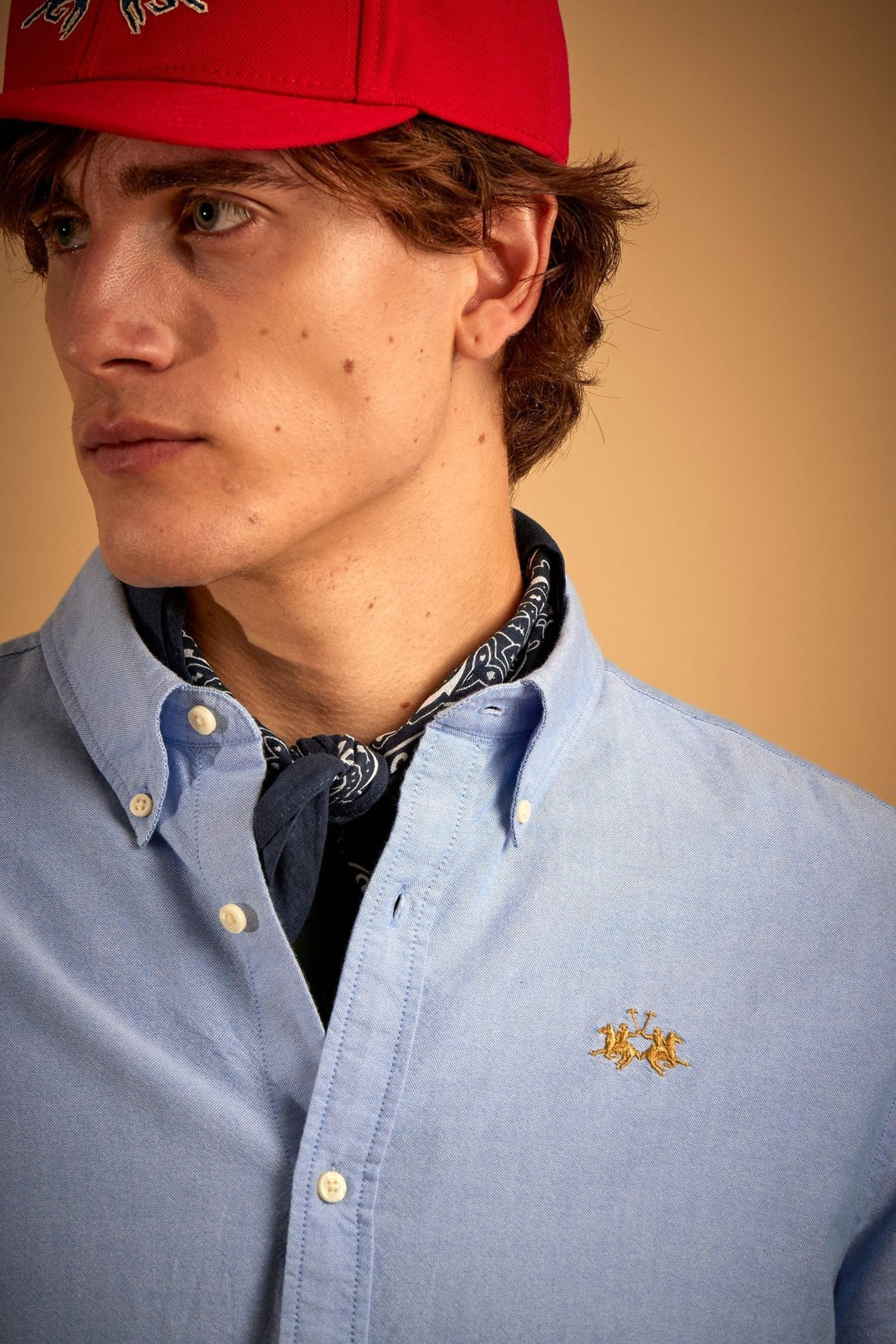 La Martina MDC005-OX077 in cornflower blue, detail view