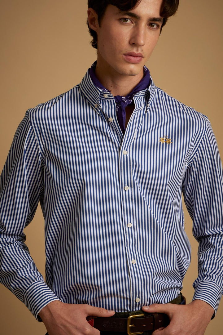 La Martina MDC012-PP755 in optic white/navy, detail view