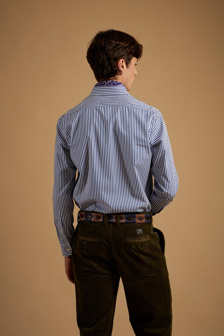 La Martina MDC012-PP755 in optic white/navy, model back view