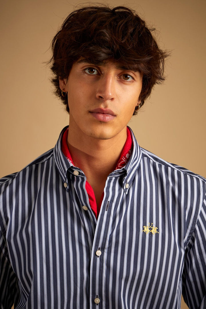 La Martina MDC013-PP756, Blu navy/Bianco ottico, dettaglio ravvicinato