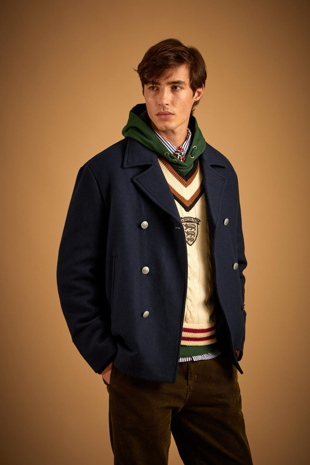 La Martina MDO020-FT054, Bleu marine (Navy Blazer), vue de face portée par un mannequin