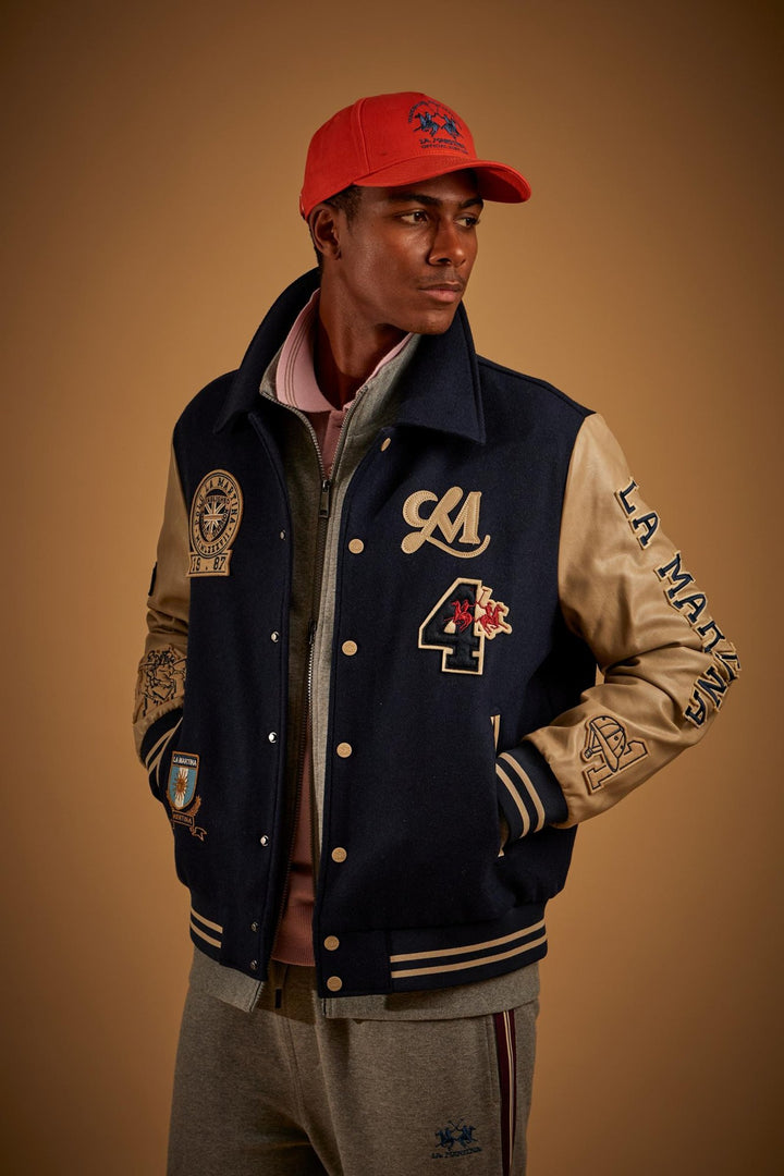 La Martina MDO300-FT054, NAVY BLAZER/SHEER BL, Vorderansicht am Model
