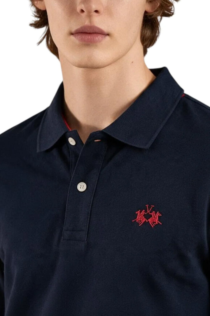 La Martina Langarm-Poloshirt aus Baumwolle, Marineblau (MDP014-PK203), Detailansicht