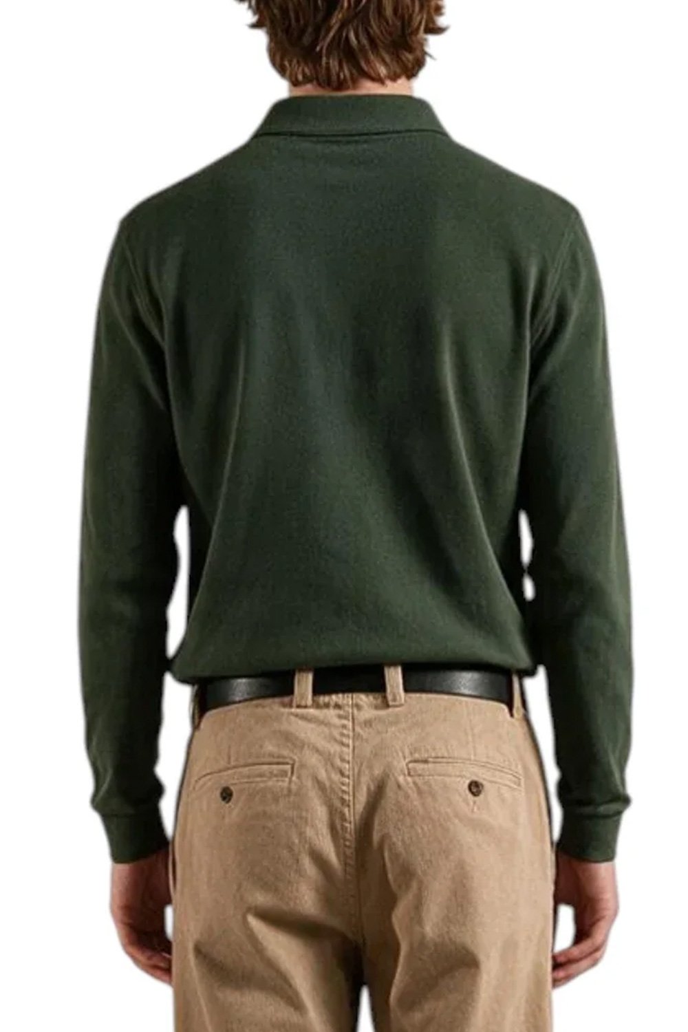 La Martina Polo à manches longues en coton, Vert (MDP014-PK203), vue de dos sur mannequin