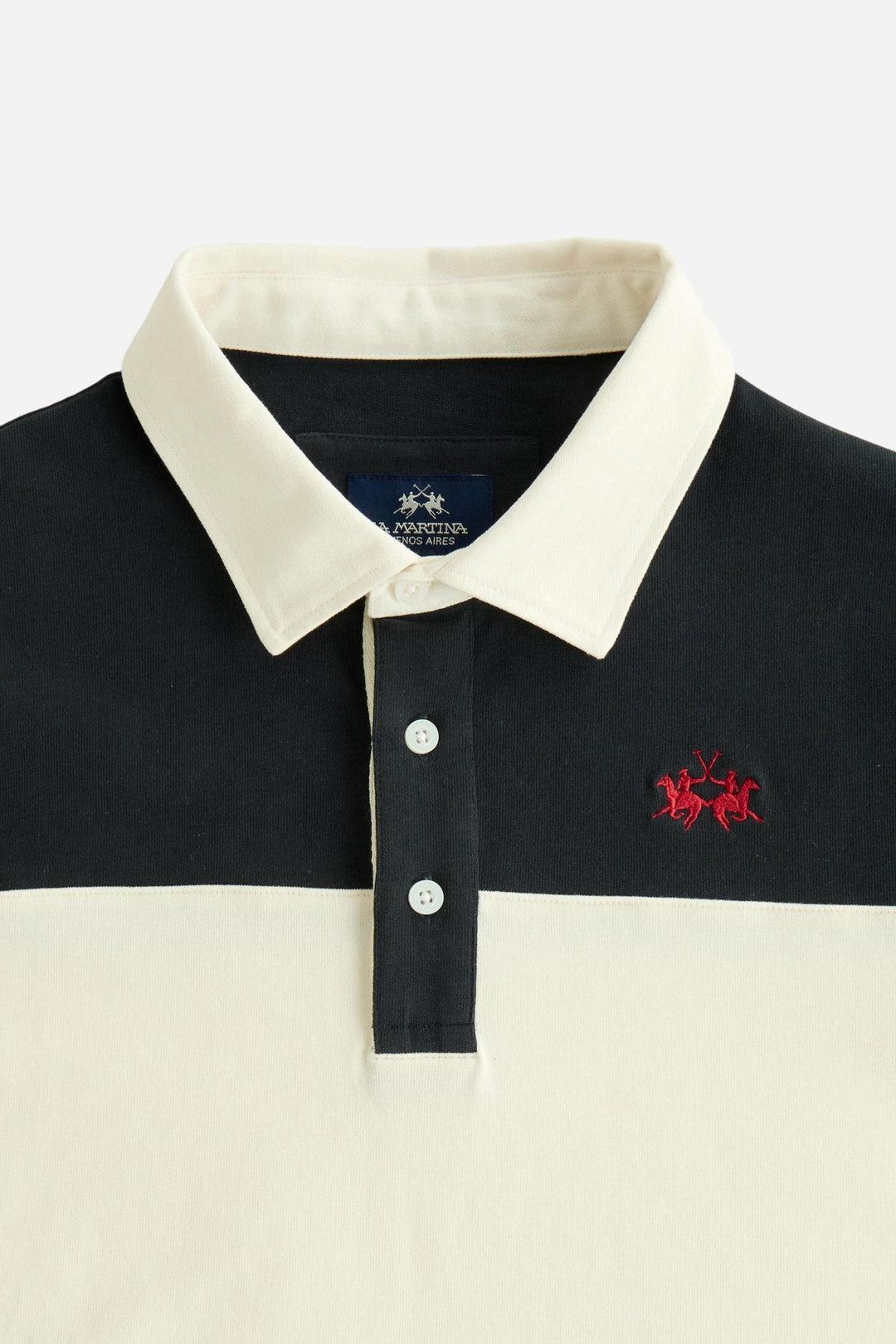 La Martina MDP019-JS005, Bleu marine/Écru, gros plan du détail