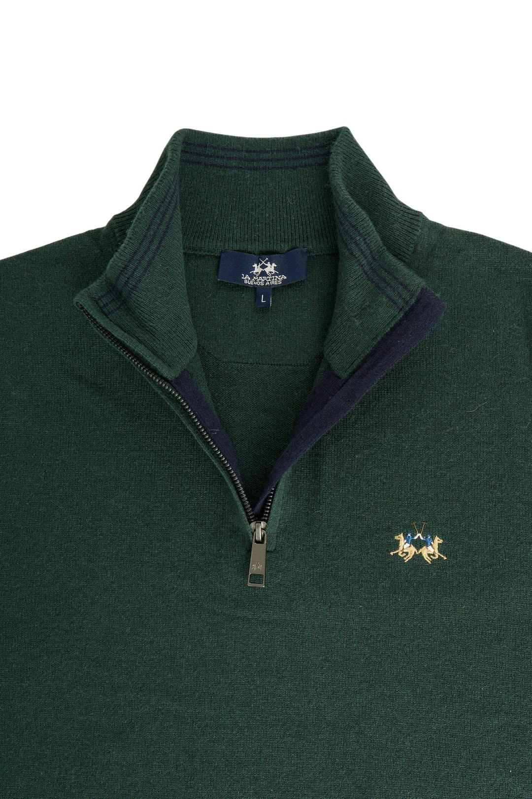 La Martina MDS003-YW148, Verde oscuro, primer plano del detalle