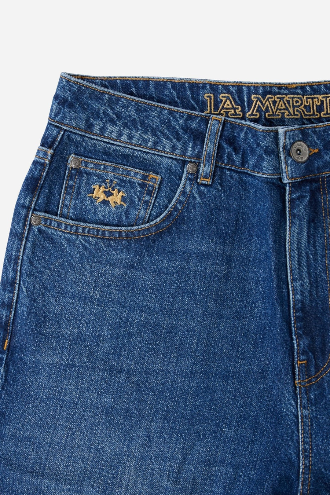 La Martina MDT015-DM117, Denim indigo foncé, gros plan du détail