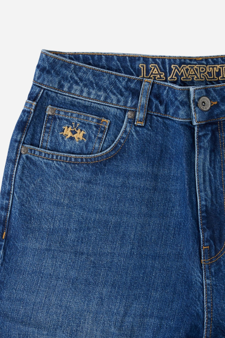 La Martina MDT015-DM117, Denim indigo foncé, gros plan du détail