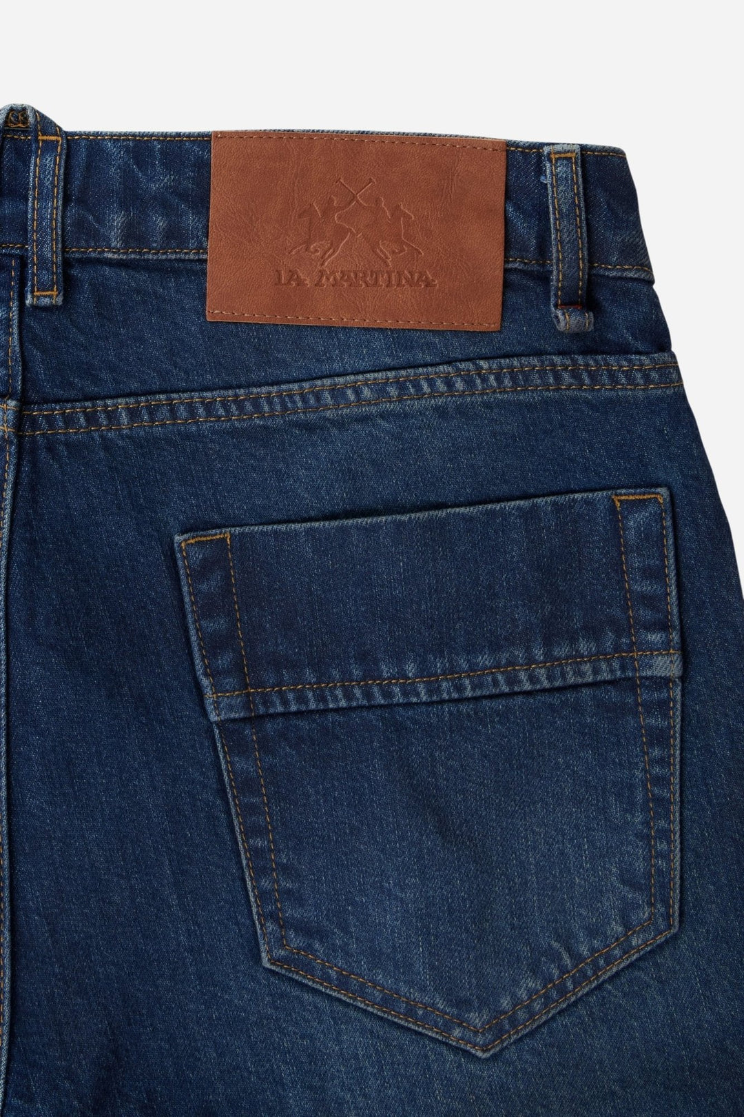 La Martina MDT017-DM117, Denim indigo moyen foncé, gros plan du détail