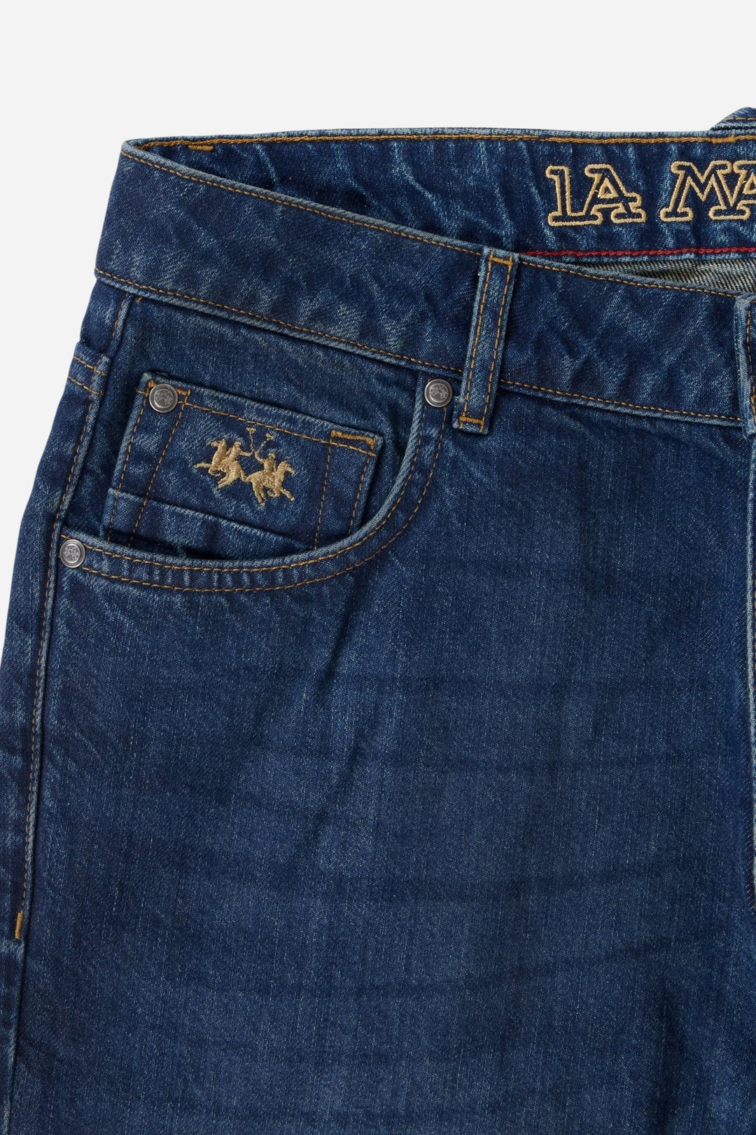 La Martina MDT017-DM117, Denim indigo moyen foncé, gros plan du détail