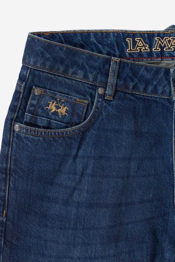 La Martina MDT017-DM117, Denim indigo moyen foncé, gros plan du détail