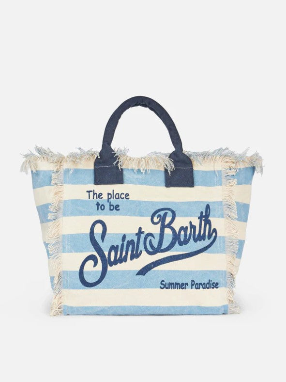 MC2 Saint Barth Vanity Canvas Bag | Light Blue/White