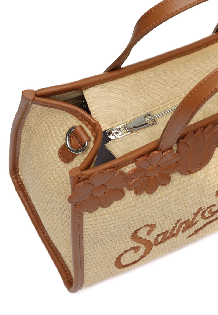 Borsa di paglia MC2 Saint Barth Vivian Mid | Beige con fiori
