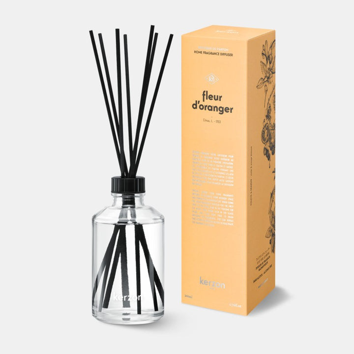 Kerzon Fleur d’Oranger Raumduft mit Stäbchen 200 ml und orangefarbener Verpackung
