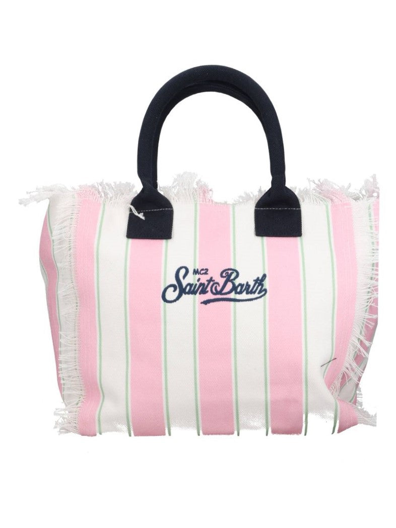 Τσάντα καμβά από βαμβάκι MC2 Saint Barth Vanity | Ροζ/Λευκό