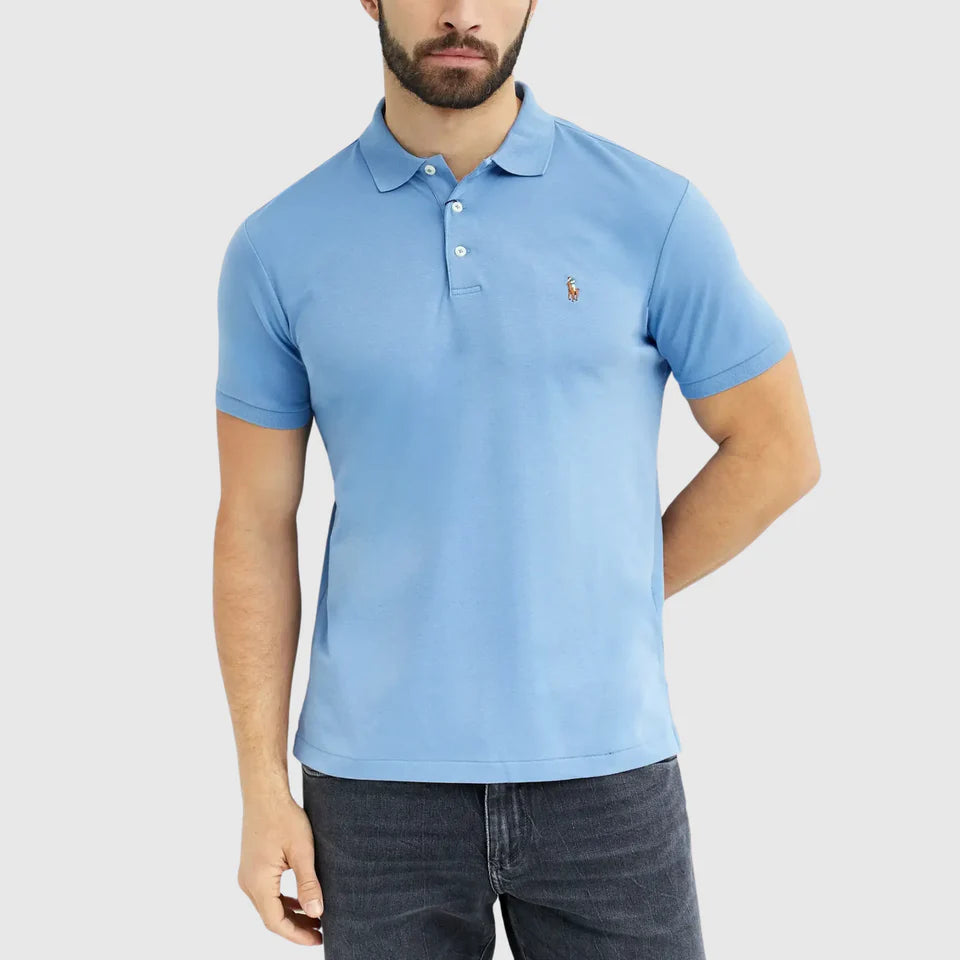 Ralph Lauren Custom Slim Fit Soft Cotton Interlock Polo Shirt | Sky Blue