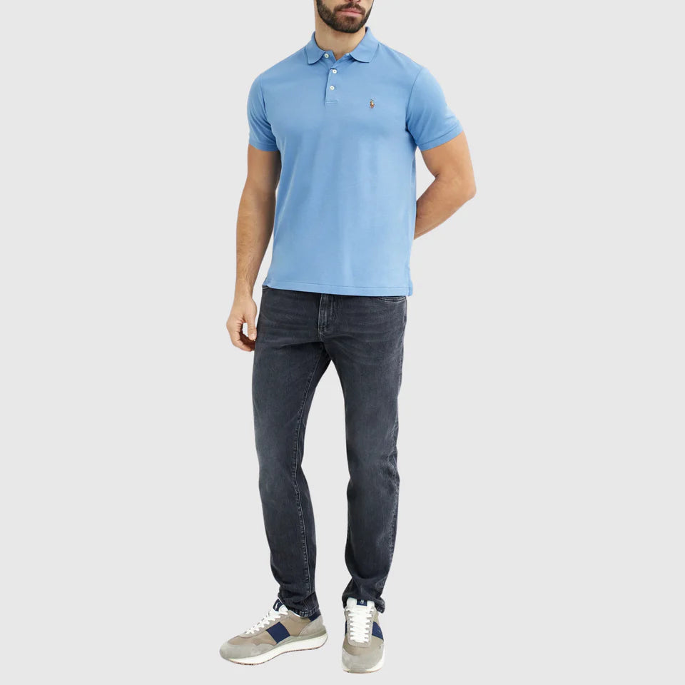 Ralph Lauren Custom Slim Fit Soft Cotton Interlock Polo Shirt | Sky Blue