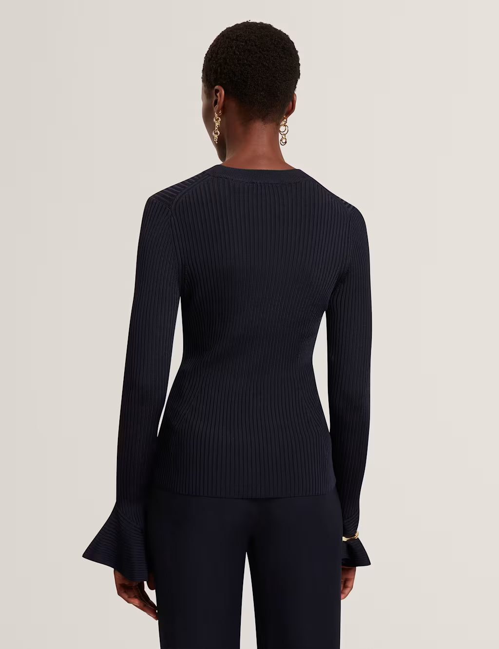 Ted Baker Eljoan Fitted Knitted Long Sleeve Top | Navy