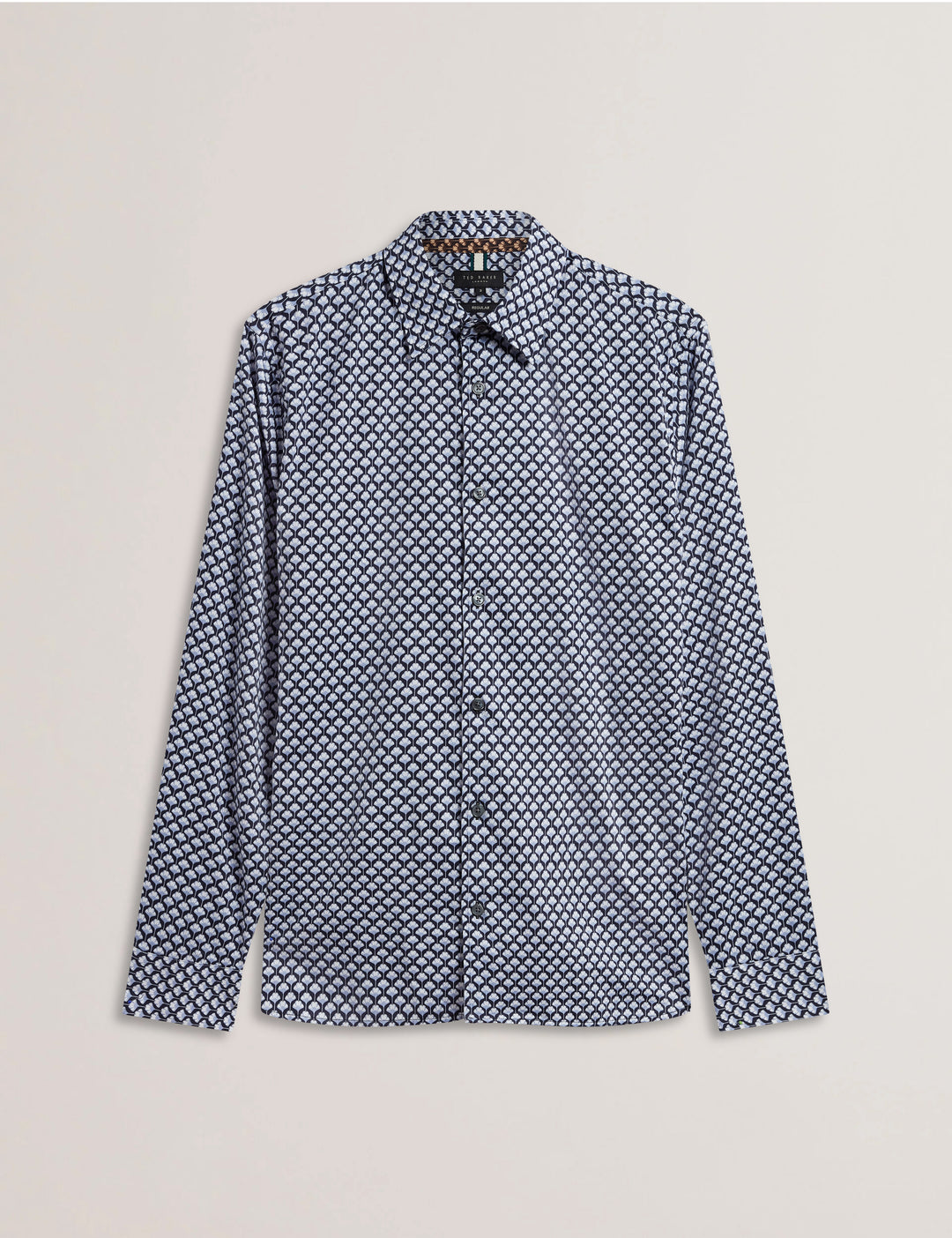 Ted Baker Emmets Regular Fit Palm Leaf Geo Shirt | Dark Blue