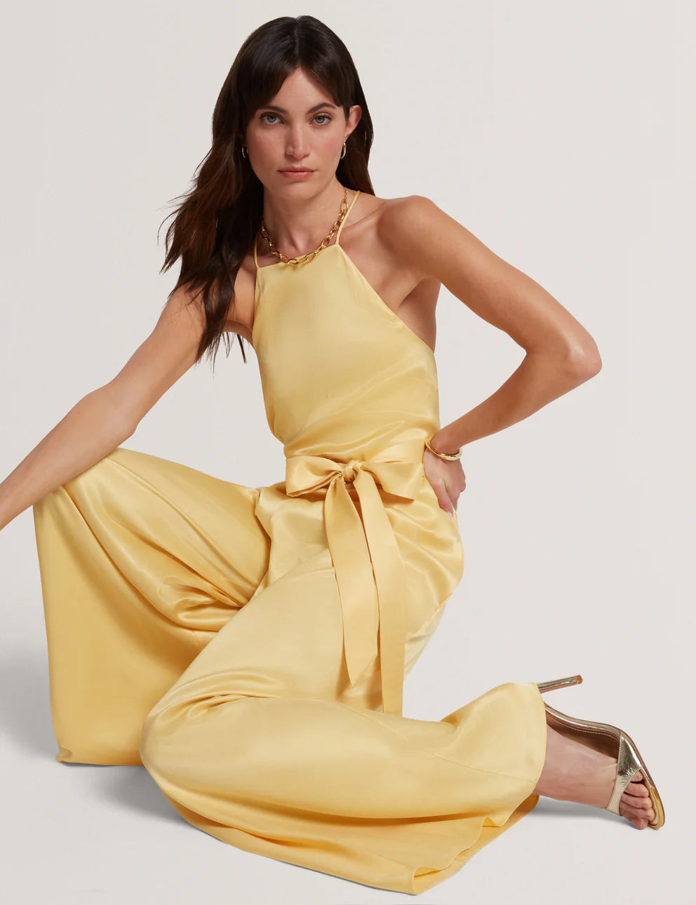 Ted Baker Innzia Belted Halter Neck Jumpsuit | Yellow