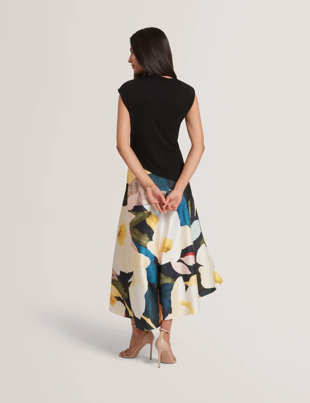 Ted Baker Aeslyn Printed Jersey Midi Dress With Satin Skirt | Black – alternate view 2