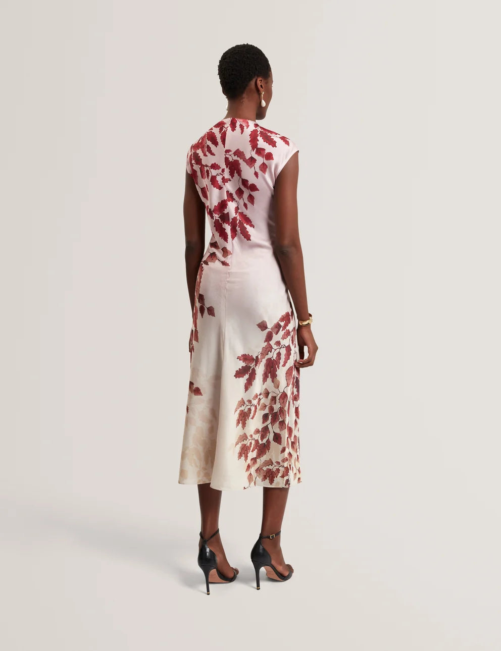 Ted Baker Jowra Printed Draped Neck Midi Dress | Rose Gold – alternate view 2