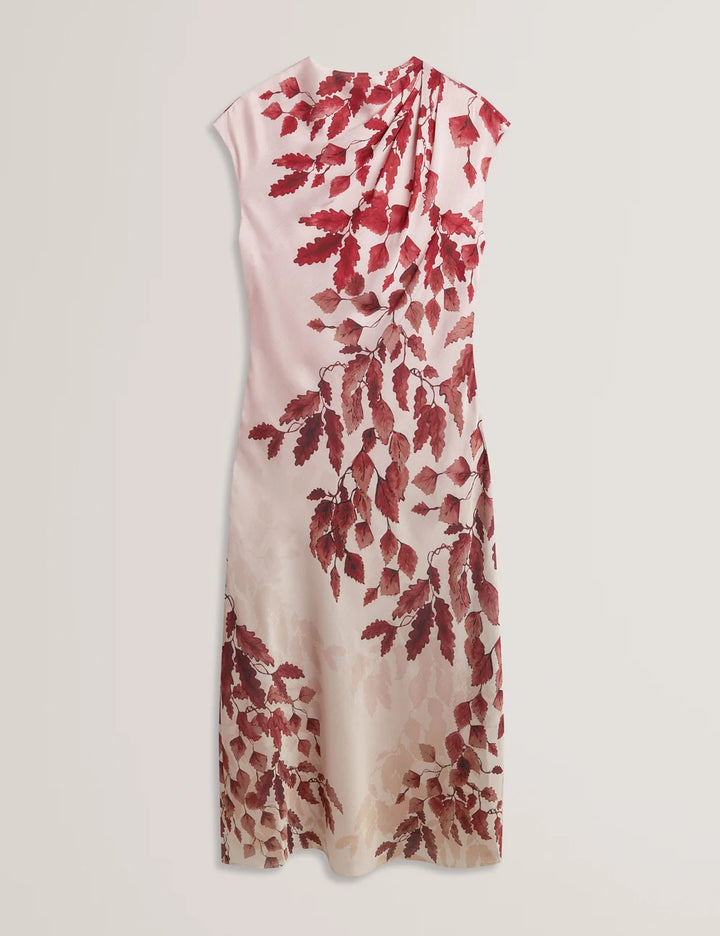 Ted Baker Jowra Printed Draped Neck Midi Dress | Rose Gold – alternate view 5