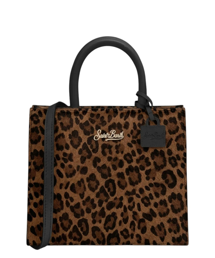 MC2 Saint Barth Shop Bag Midi Leopard Leather Bag - Dark Leopard - Front view