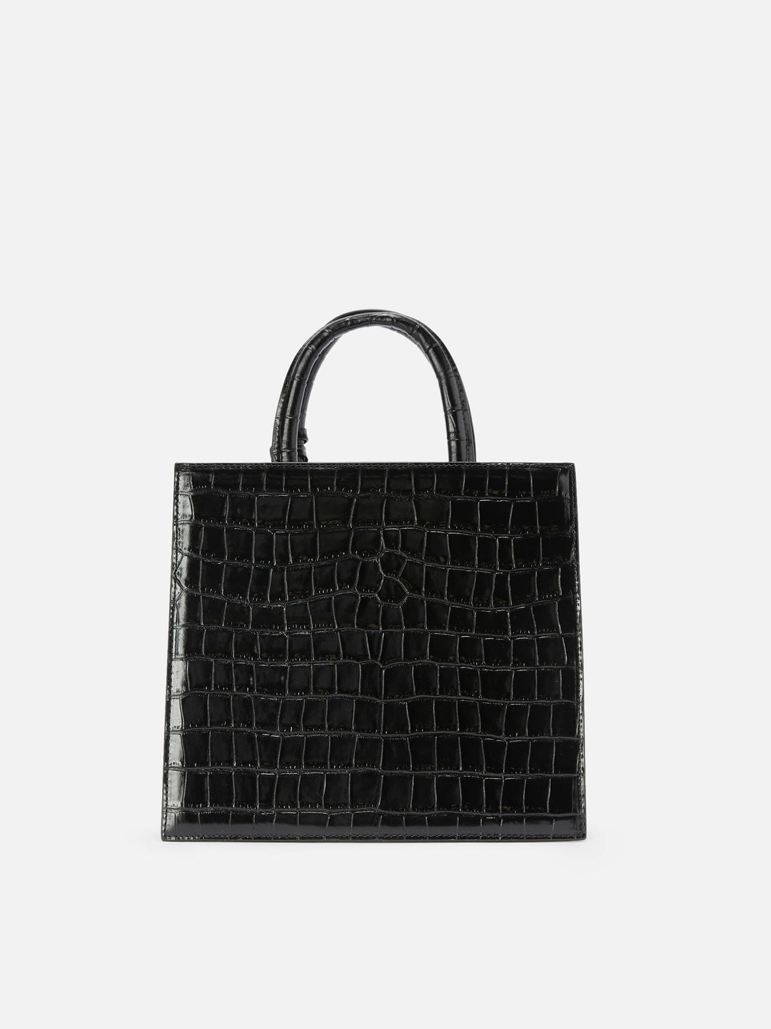 MC2 Saint Barth Shop Bag Midi Ledertasche in Kroko-Optik - Schwarz - Rückansicht